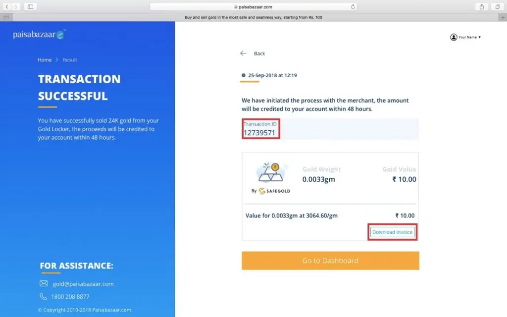 Transaction Successful