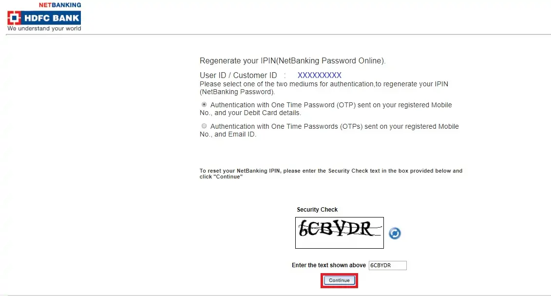3- HDFC Netbanking Authenticate