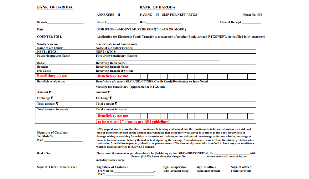 BOB RTGS Form