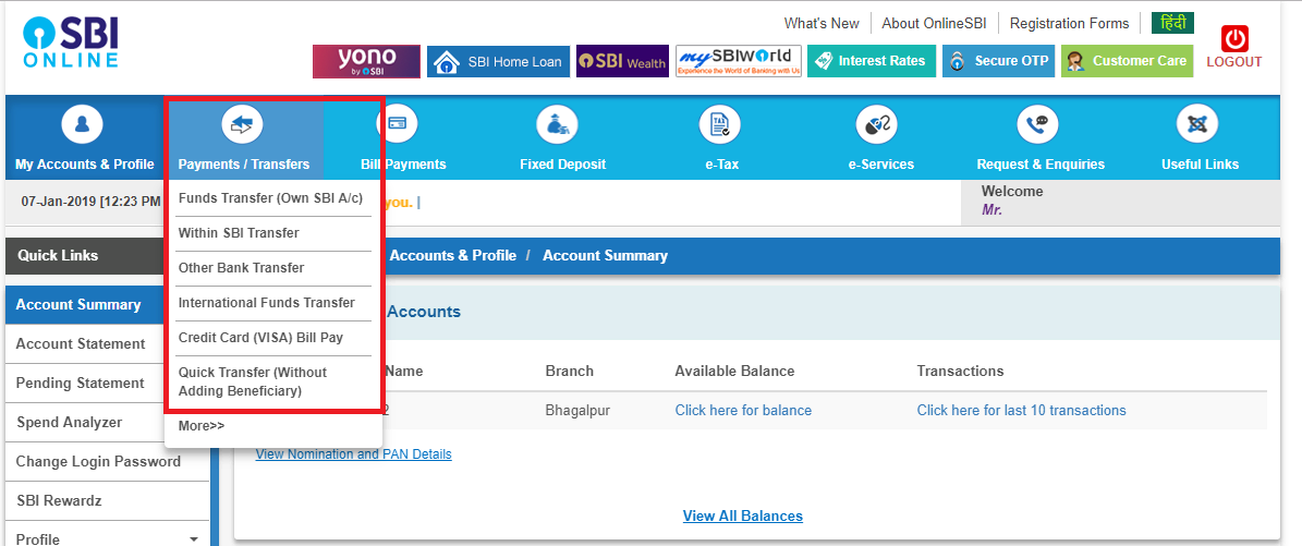 SBI NEFT Other account transfer 2