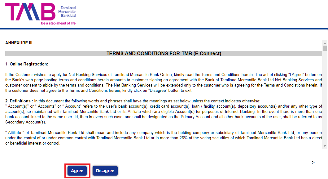 Tamilnad Mercantile Bank Net Banking b