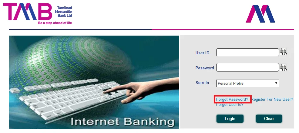 Tamilnad Mercantile Bank Net Banking forgot password a