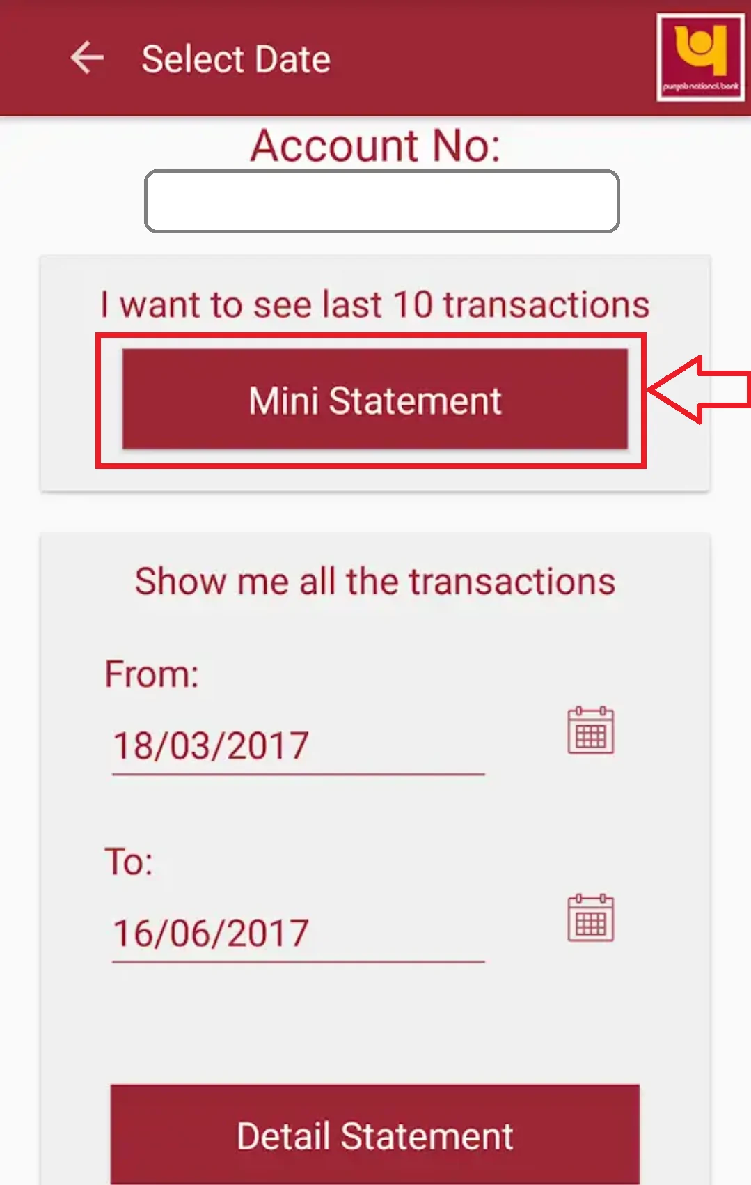 5 - PNB Mini Statement