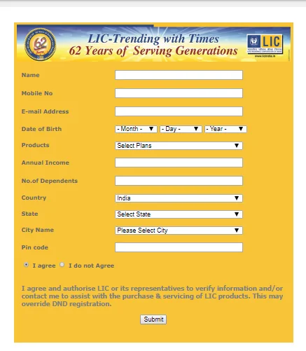 LIC Application Form