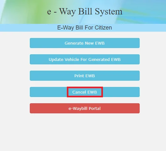 cancel GST e Way bill